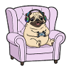 Gamer Mopshund spielt Videospielkunst