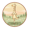 Yoga-Giraffen-Tier macht Baumpose