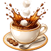 Coffee Splash-illustration med sukkerknalder