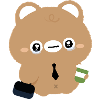 Tired Kawaii Bear with Coffee 