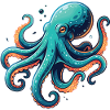 Bunter Oktopus Cartoon Motiv