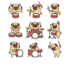 Pug Drummer Cartoon for Drummers