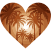 Palm Sunset in Heart Silhouette Design