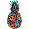 Neon Tropical Pineapple Flower Pattern
