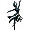 Shadow dancer in neon blue