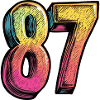 87 Zahl Bunt
