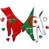 Morocco Algeria flags handholding used