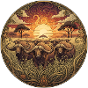 Wildebeest Sunset Circular Art
