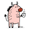 Animale Rosa con Corno e Coppa