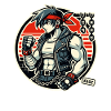 Muscle fighter with red headband