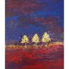 Three trees in sunset