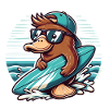 Surfing beaver with sunglasses