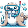 Underwater seal with diving goggles