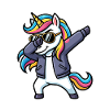 Motivo dei cartoni animati dell'unicorno con occhiali da sole