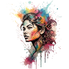 Aquarellmädchen: Regenbogen-Splash-Porträt