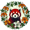 Red Panda Floral Circle