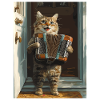 Katze mit Akkordeon