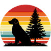 Retro Dog Silhouette Forest Sunset