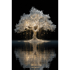 Glowing Golden Tree by Water