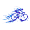cyclist fast blue bike