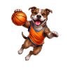Sporty Pitbull Dog Basketball Player