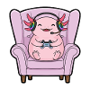 Gamer Axolotl Fish Playing Video Games