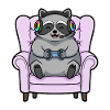 Gamer Raccoon Animal Playing Video Games