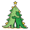 Coccoloso dinosauro sotto l'albero di Natale