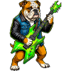 Bulldog Rocker with Neon Guitar