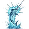 Blue Marlin Jump Art Motif