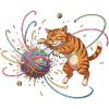 Katzenspiel mit buntem Garnball