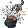 Raccoon Trash Party Garbage Chaos