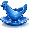 Blauer DDR Eierbecher Huhn Fanart, Ostalgie
