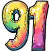 91 Zahl Bunt