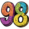 98 Zahl Bunt