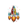 Fusée Espace Retro Scribble Blast Off