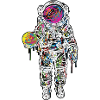 Space Astronaut Scribble Painting Planet