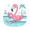 Flamingo am Pool – Buchzeit