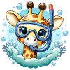 Giraffe in underwater snorkel