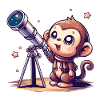 Starry Sky Monkey with Telescope