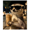 Meerkat with sunglasses and coffee