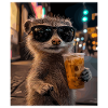Meerkat with night coffee and sunglasses