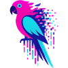 Glitch pixelated Geek parrot