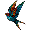 Schwalben-Buntglas-Mosaik Farbenfroher Vogel