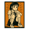 Manga fille assise les genoux relevés