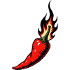 Red hot chili pepper with flames