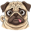 Cuddly Pug Cartoon Face