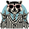 Rocking raccoon in striped suit