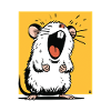 Laughing rat on yellow background