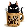 Black cat in coffee mug